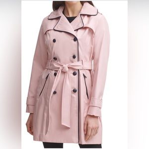 NWT GUESS Hooded Double Breasted Belted Trench Coat in Blush Pink (Size Medium)